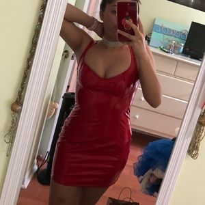 Red Latex Mini Dress!